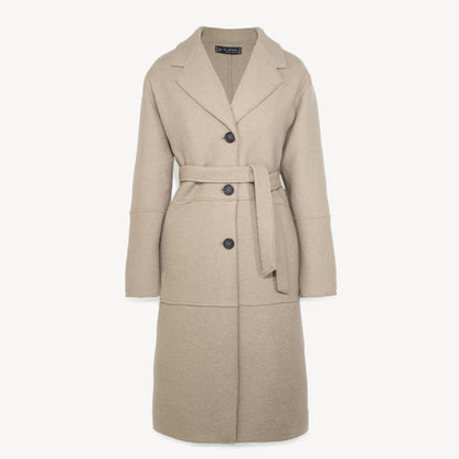 Enula - Cappotto Beige Lungo con la Cinta